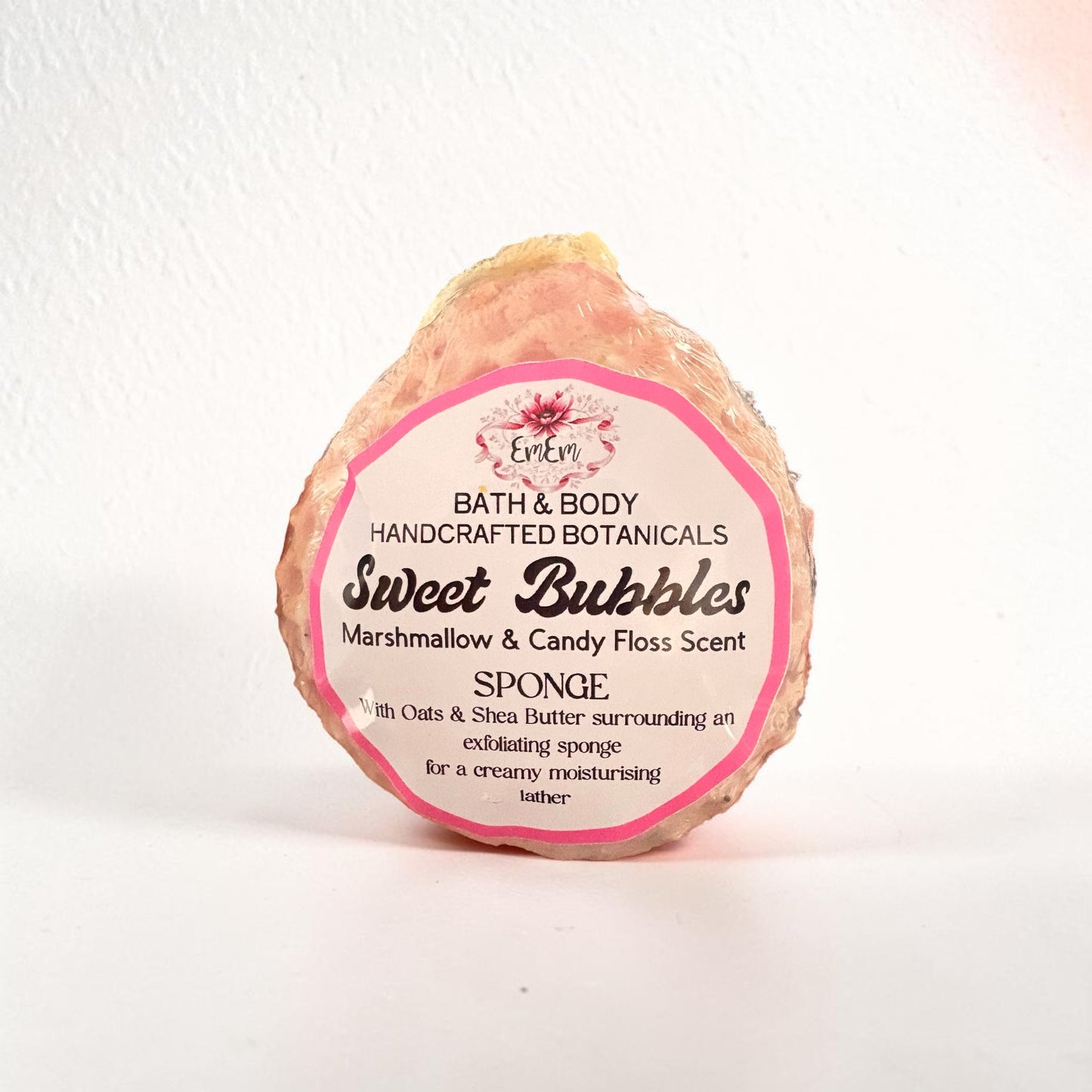 Sweet Bubbles – Handmade Shea Butter & Oat Soap Sponge | Marshmallow & Candy Floss