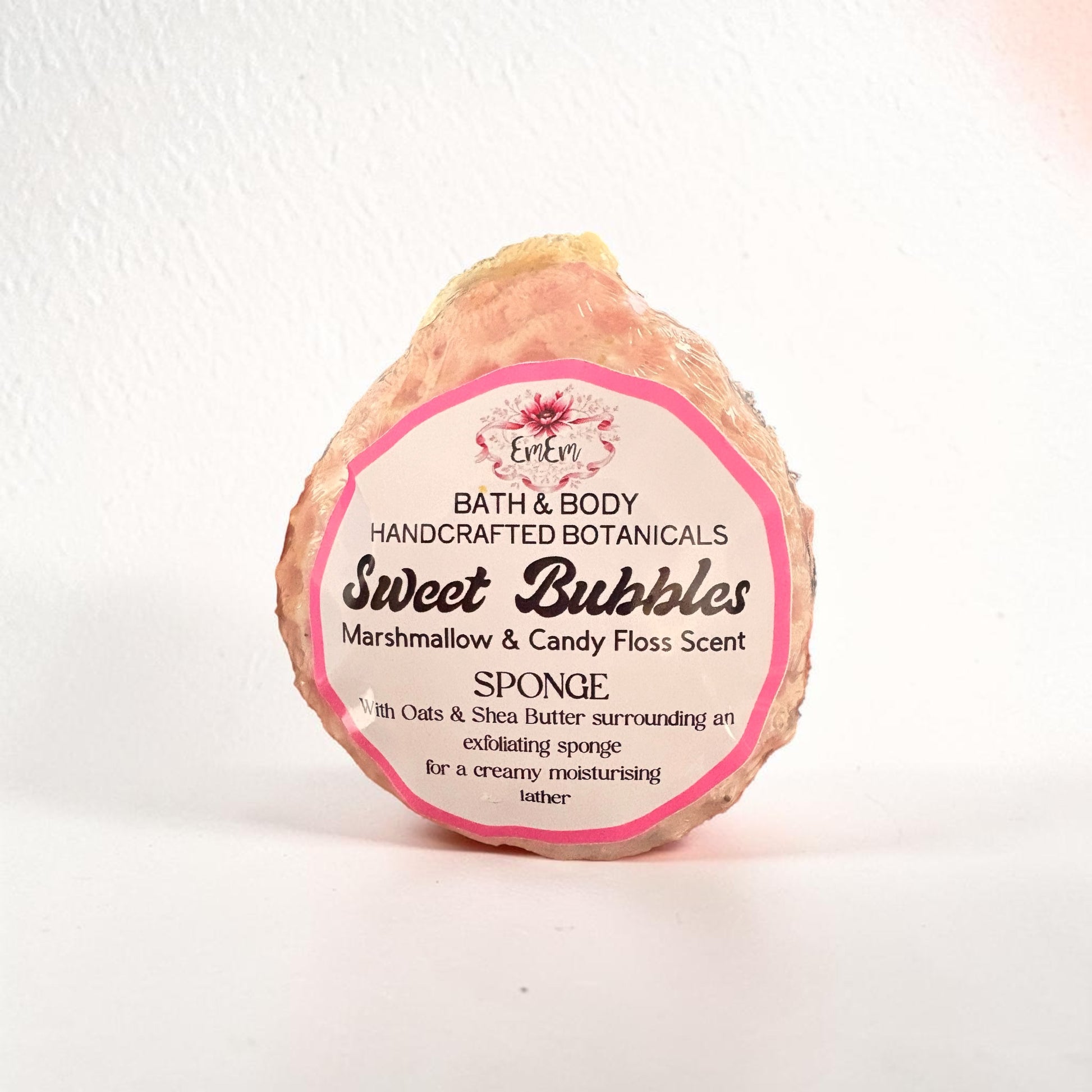Sweet Bubbles – Handmade Shea Butter & Oat Soap Sponge | Marshmallow & Candy Floss