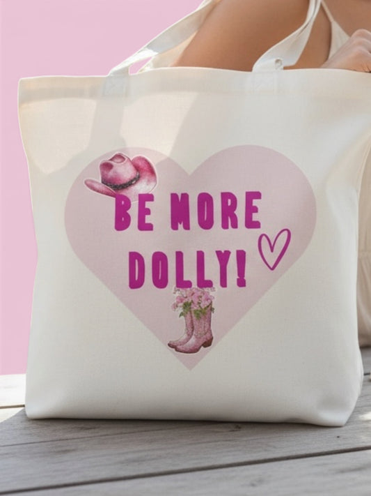 Emembymojo Be More Dolly Tote Bag – Cowboy Hat, Boots & Flowers Design