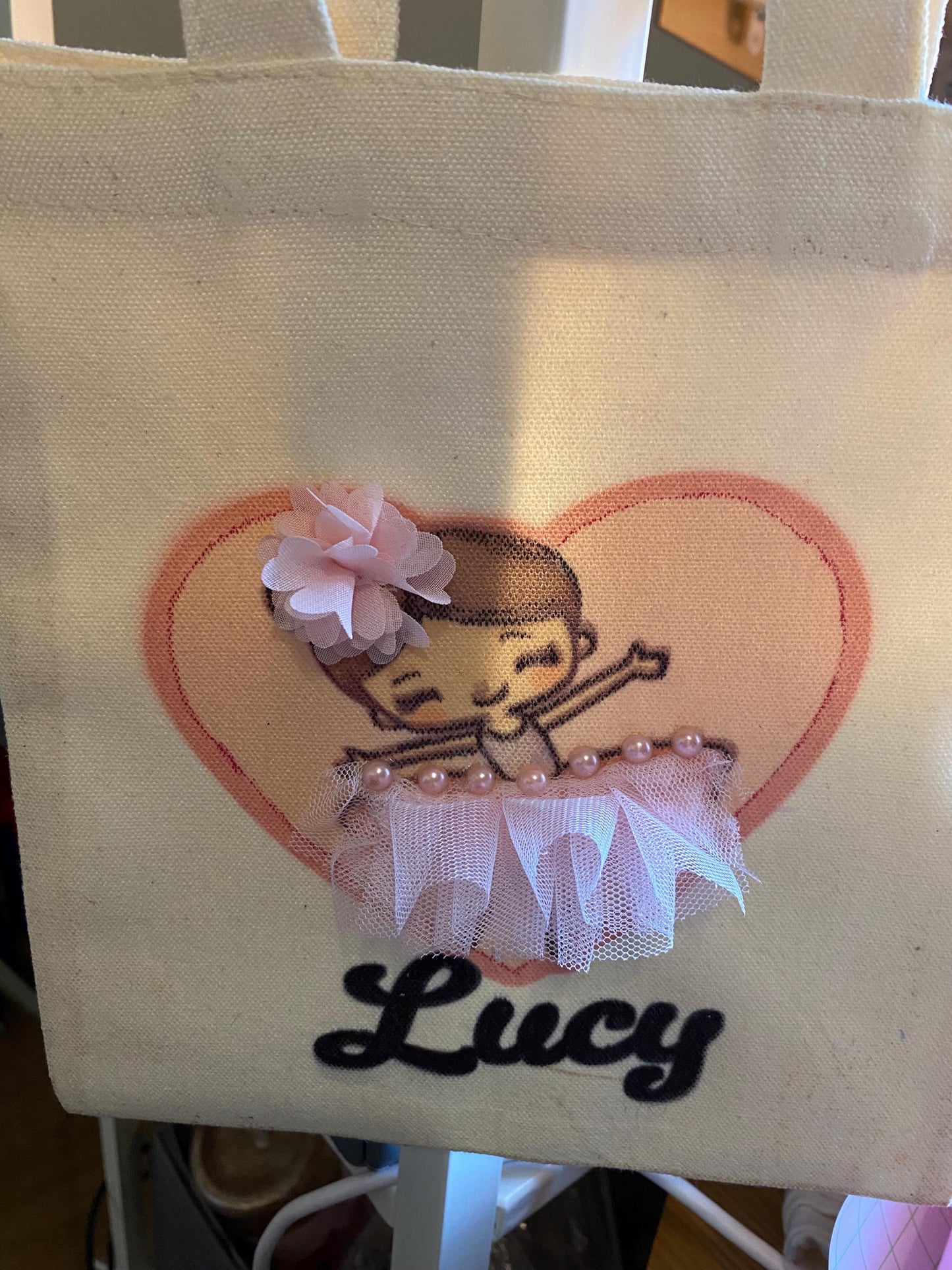 Personalised Ballerina Tote Bag - Kids Dance Bag with Tutu Design