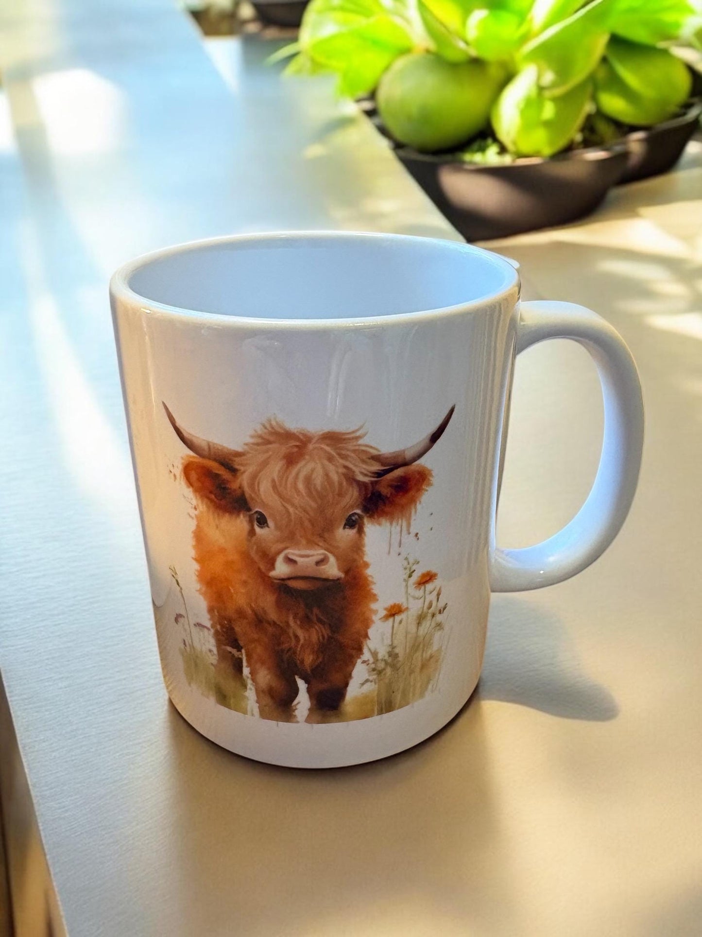 Highland Cow Mug - Baby Cow Watercolour Ceramic Coffee Cup