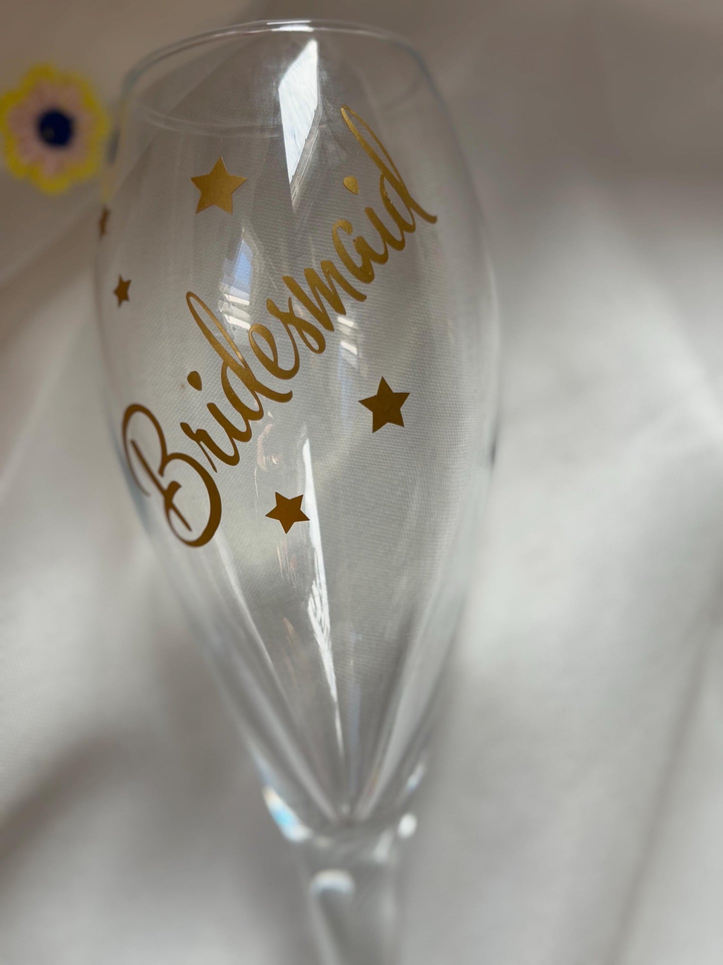 Personalised Champagne Glass - Custom Name Glass with Bow/Bridal Shower Gift, Wedding Toast Glass, Bridesmaid gift