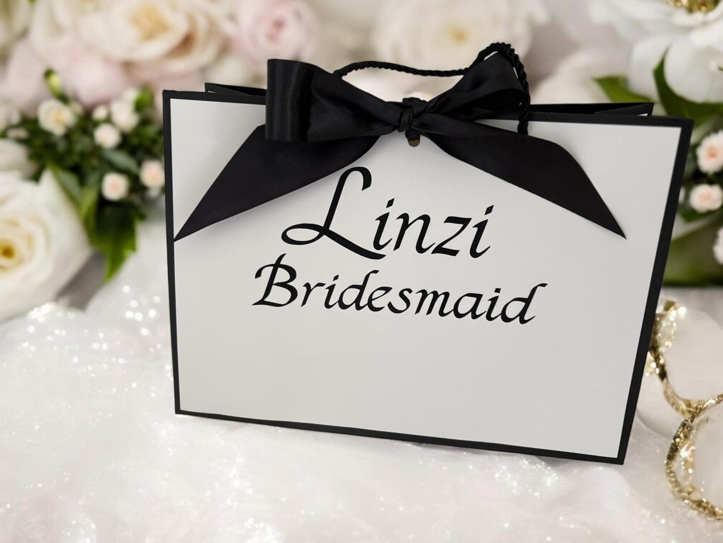Bridal party personalised gift bags, perfect for Bridesmaids, flower girl and wedding party gifts, hen party, will you be my Bridesmaid