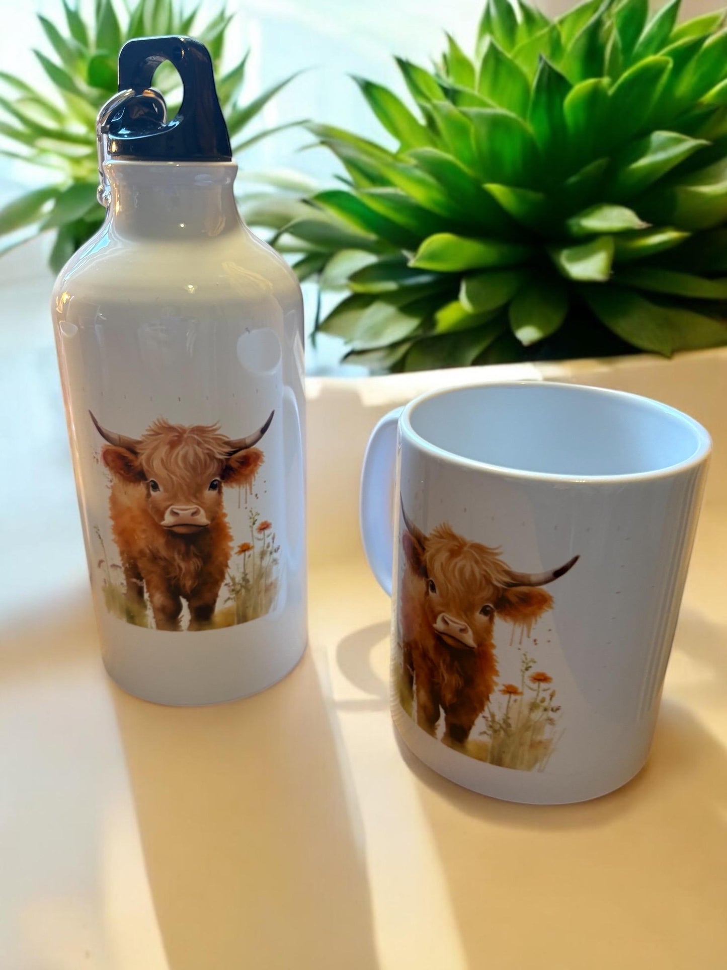 Highland Cow Water Bottle- Baby Cow Kids Gift