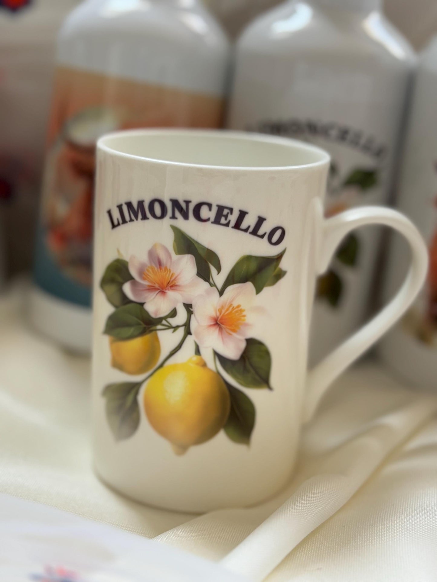 Limoncello Bone China Mug - Hand-Decorated Lemon Coffee Cup Gift