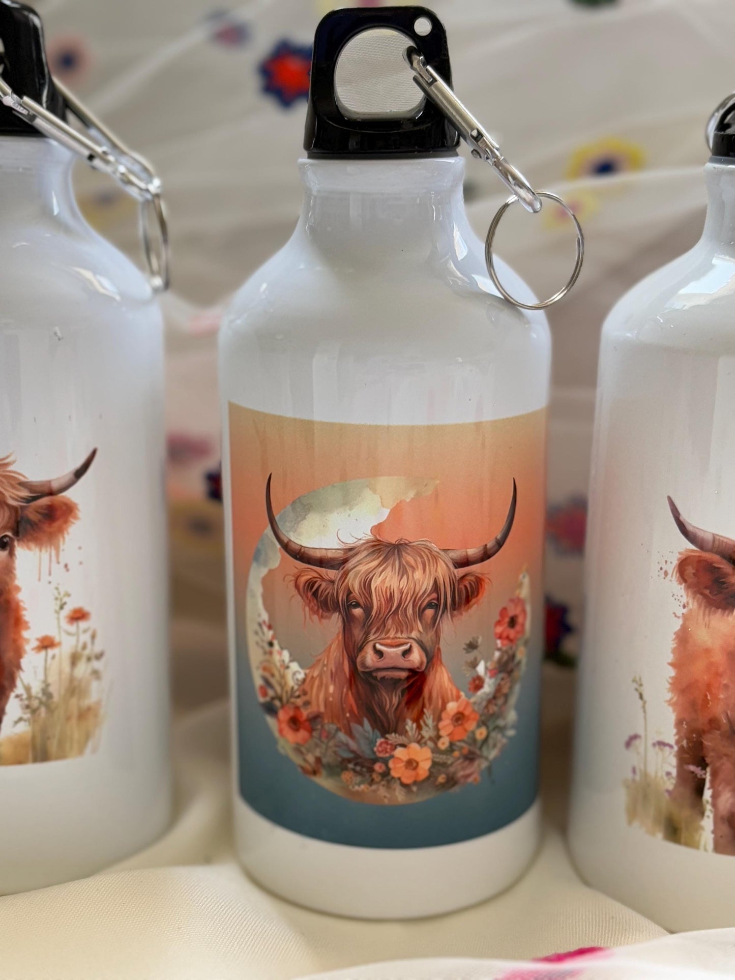 Highland Cow Water Bottle - Stainless Steel Leak-Proof with Carabiner Clip