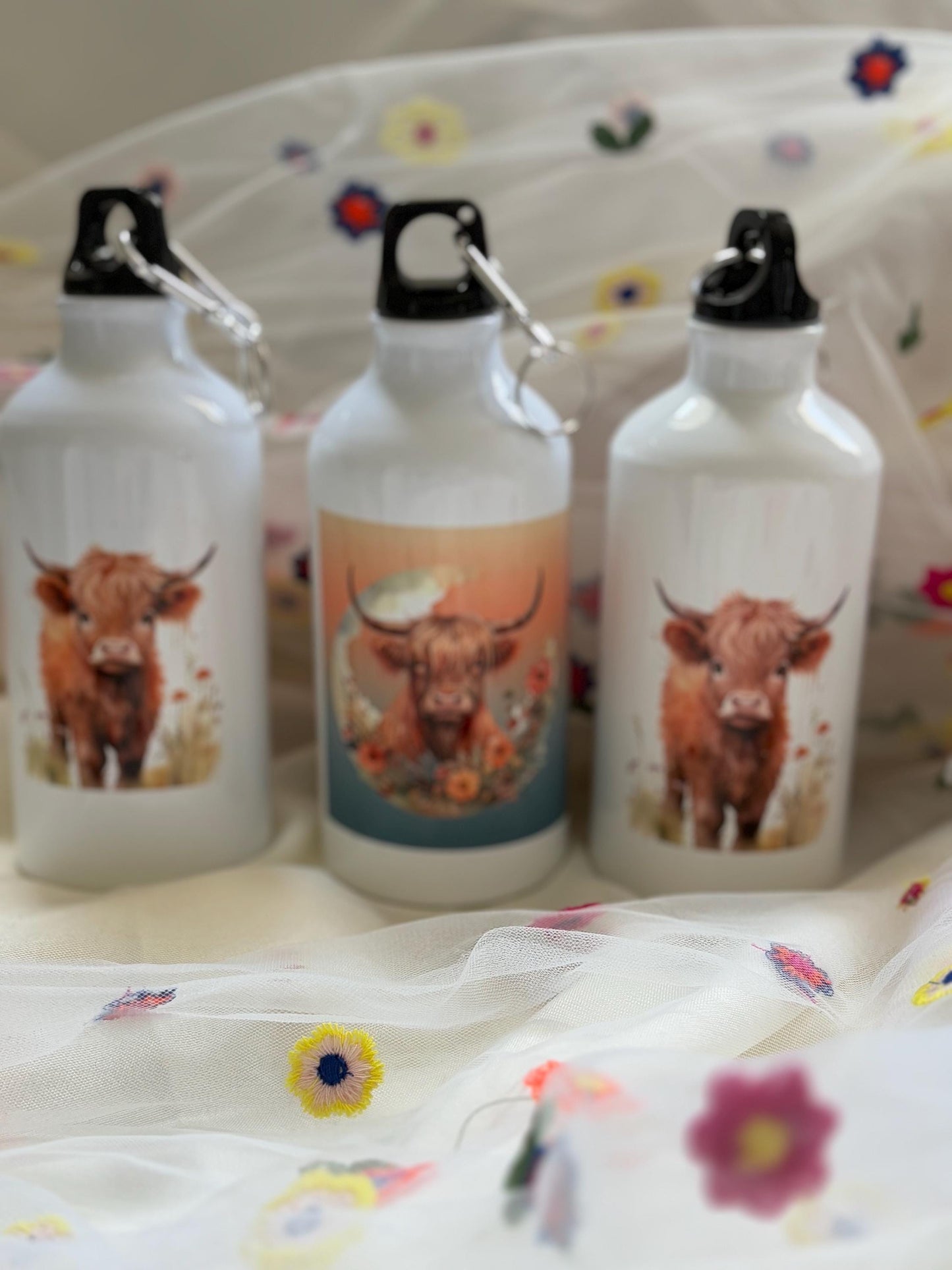 Highland Cow Water Bottle - Stainless Steel Leak-Proof with Carabiner Clip