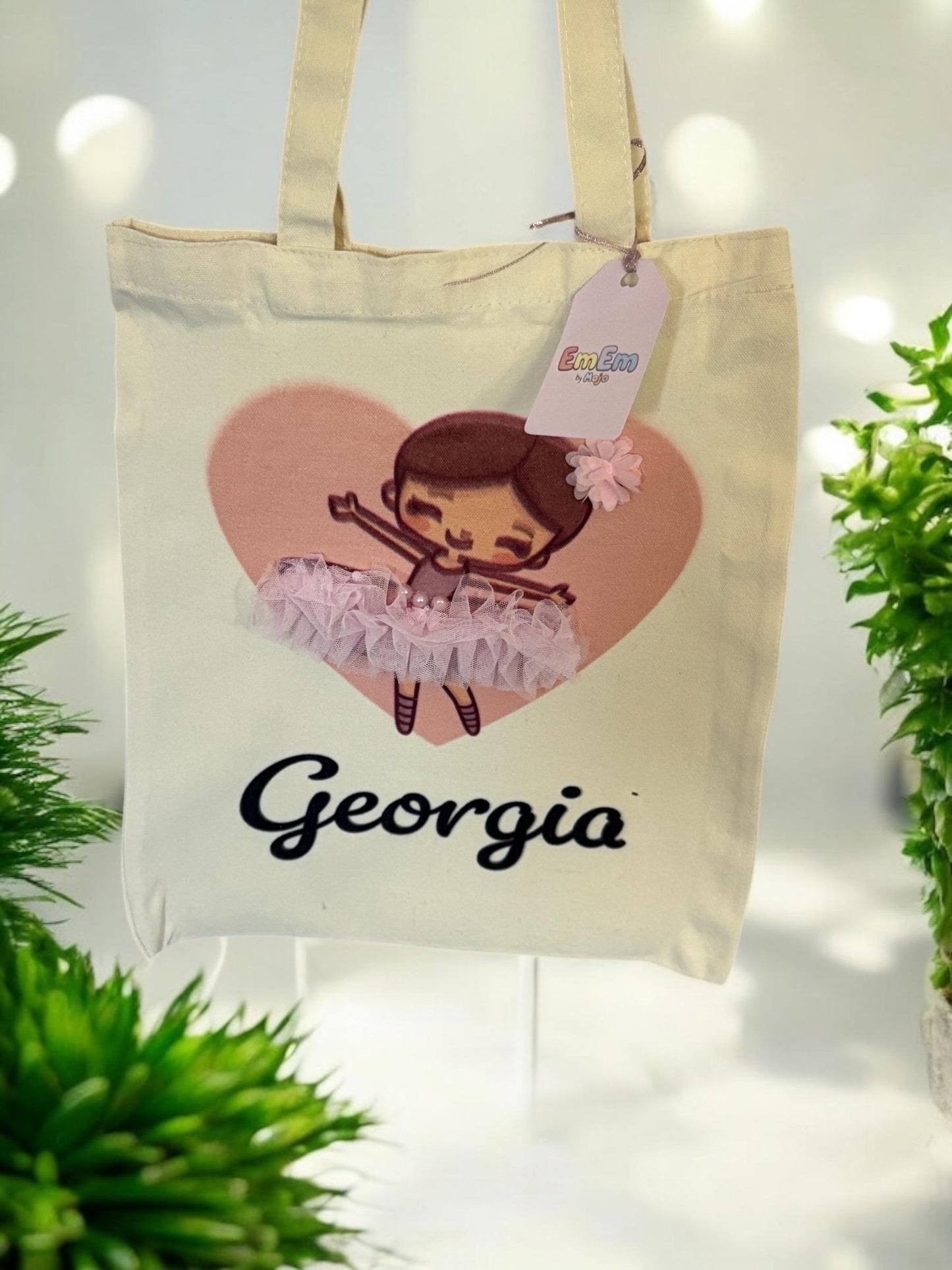 Personalised Ballerina Tote Bag - Kids Dance Bag with Tutu Design