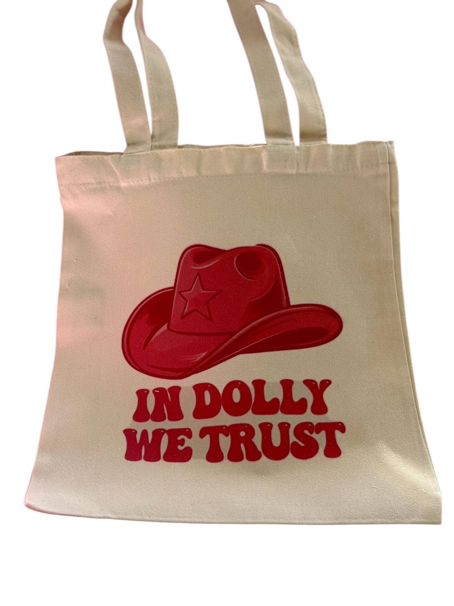 Cowgirl Tote Bag - Pink Stetson 'In Dolly We Trust' Personalised Gift