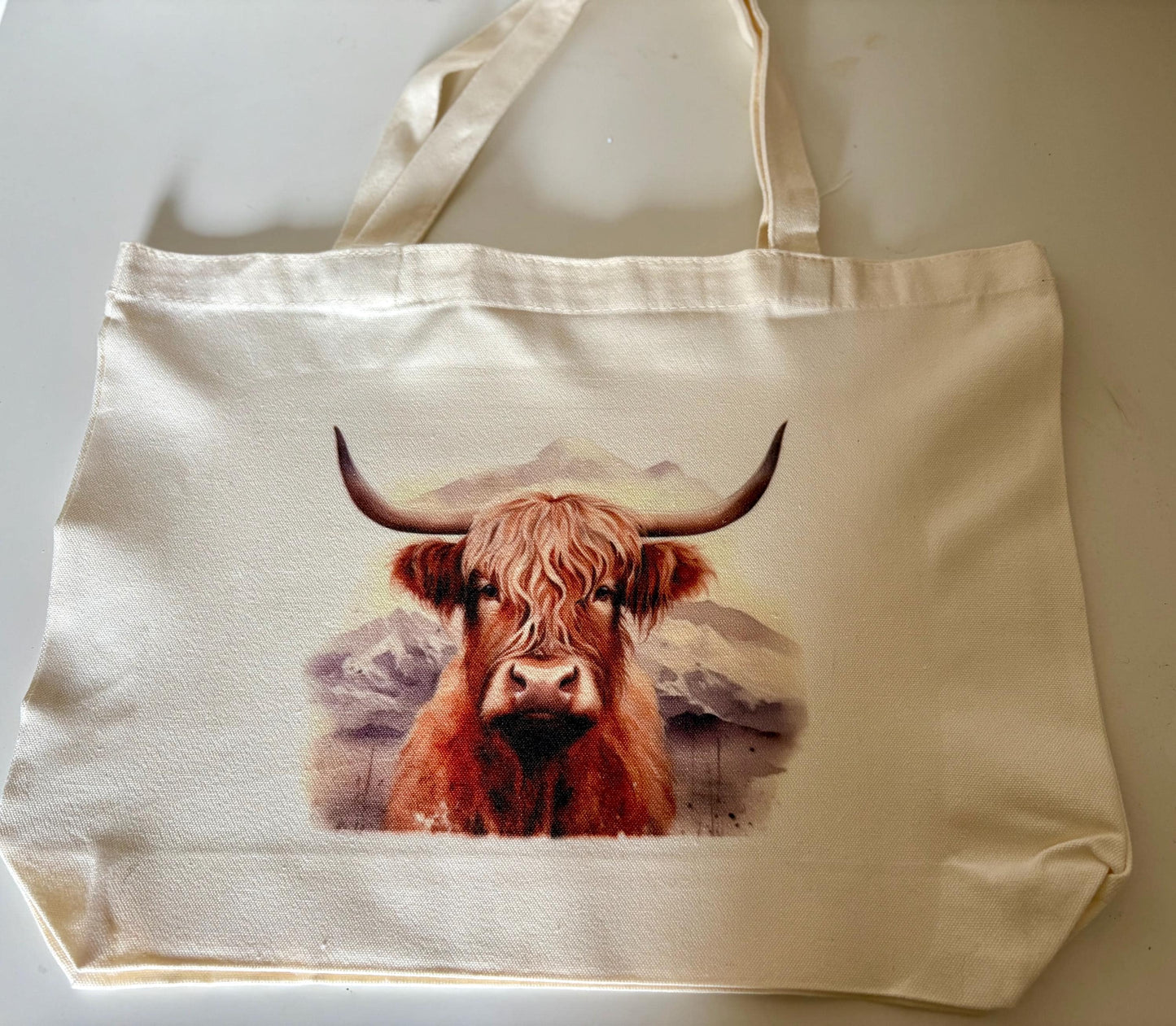 Handmade Highland Cow Tote Bag - Personalised Eco-Friendly Shopping Bag