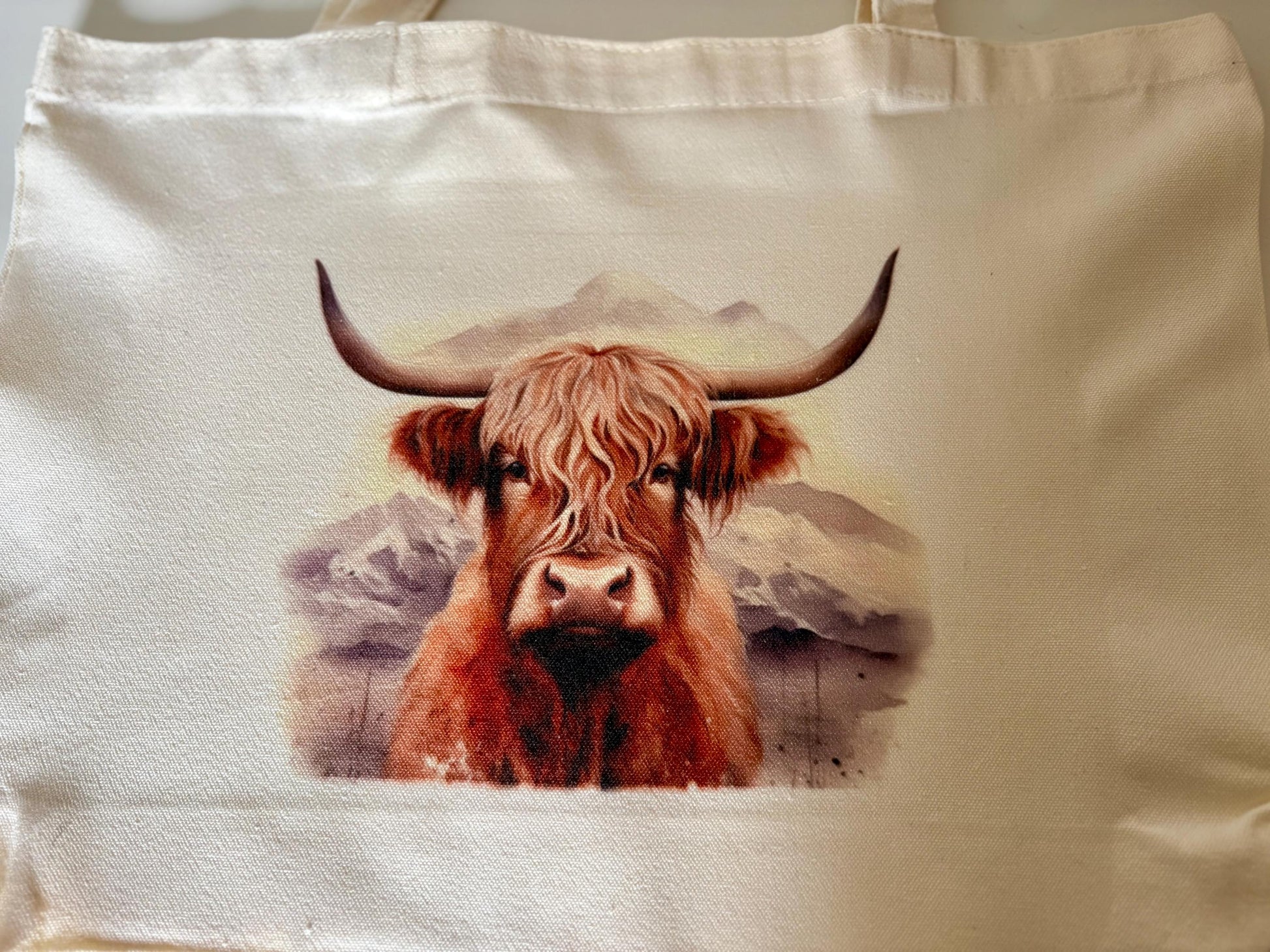 Handmade Highland Cow Tote Bag - Personalised Eco-Friendly Shopping Bag