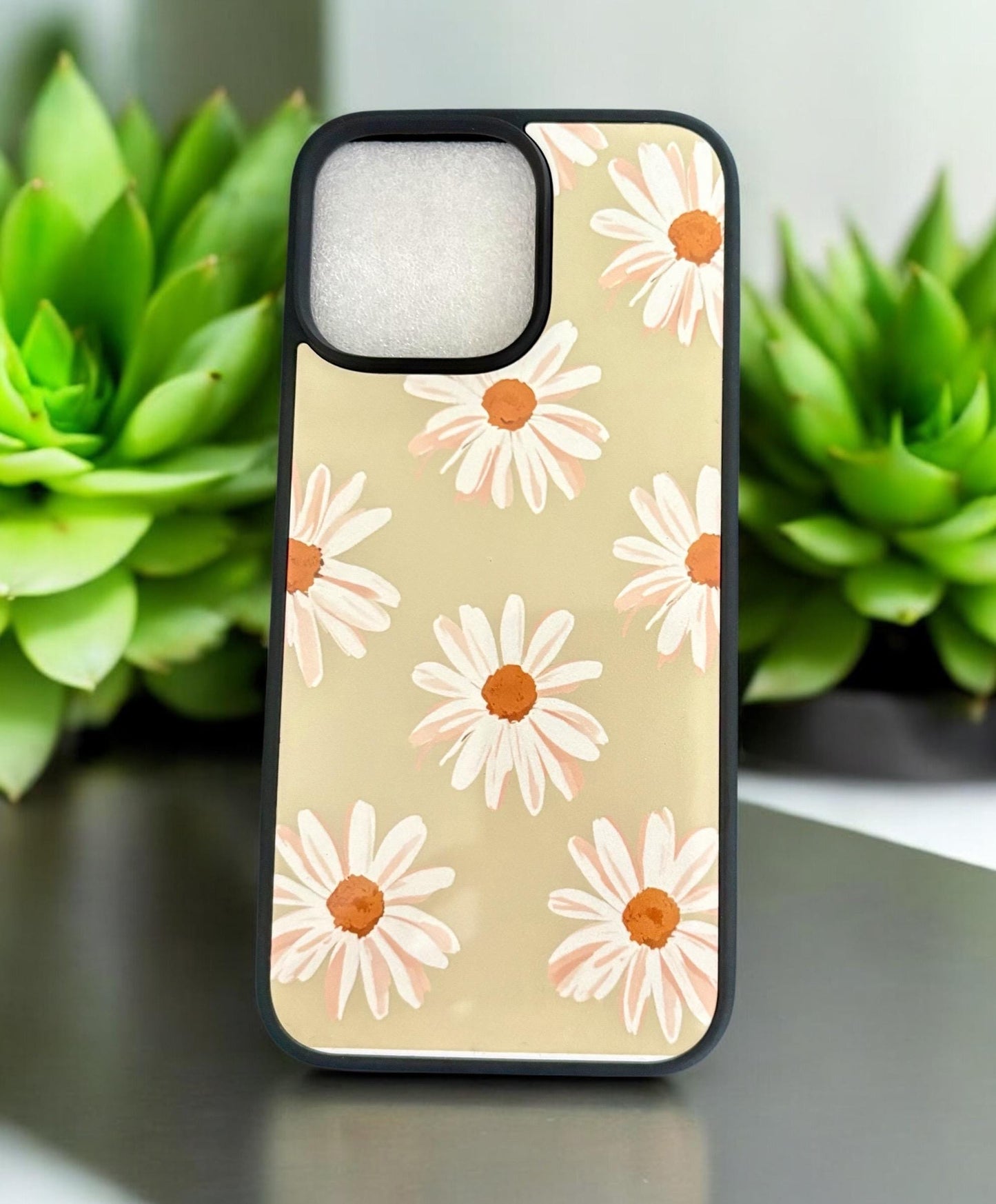 Daisy Phone Case - Cute Green Floral Glossy Protective Cover