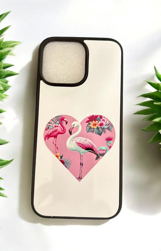 Flamingo Heart Phone Case - Protective Cover for All Models