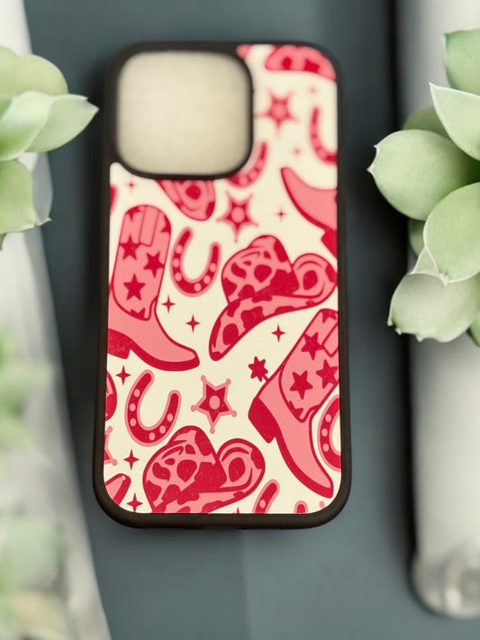 Pink Cowgirl Phone Case - Western Boots & Stetson for All Models