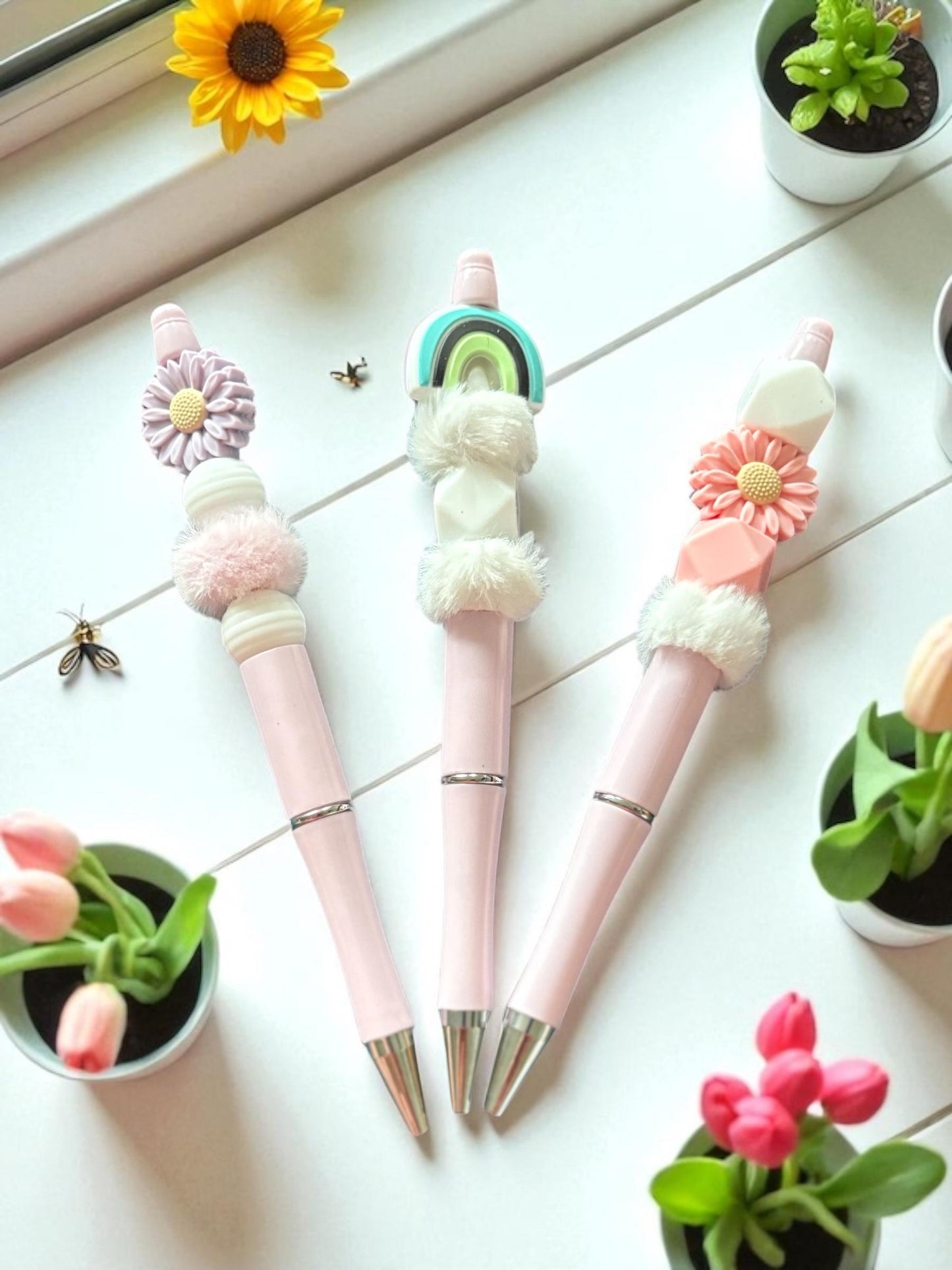 Silicon Bead Pen - Cute Beaded Charm Pens for School & Stationery