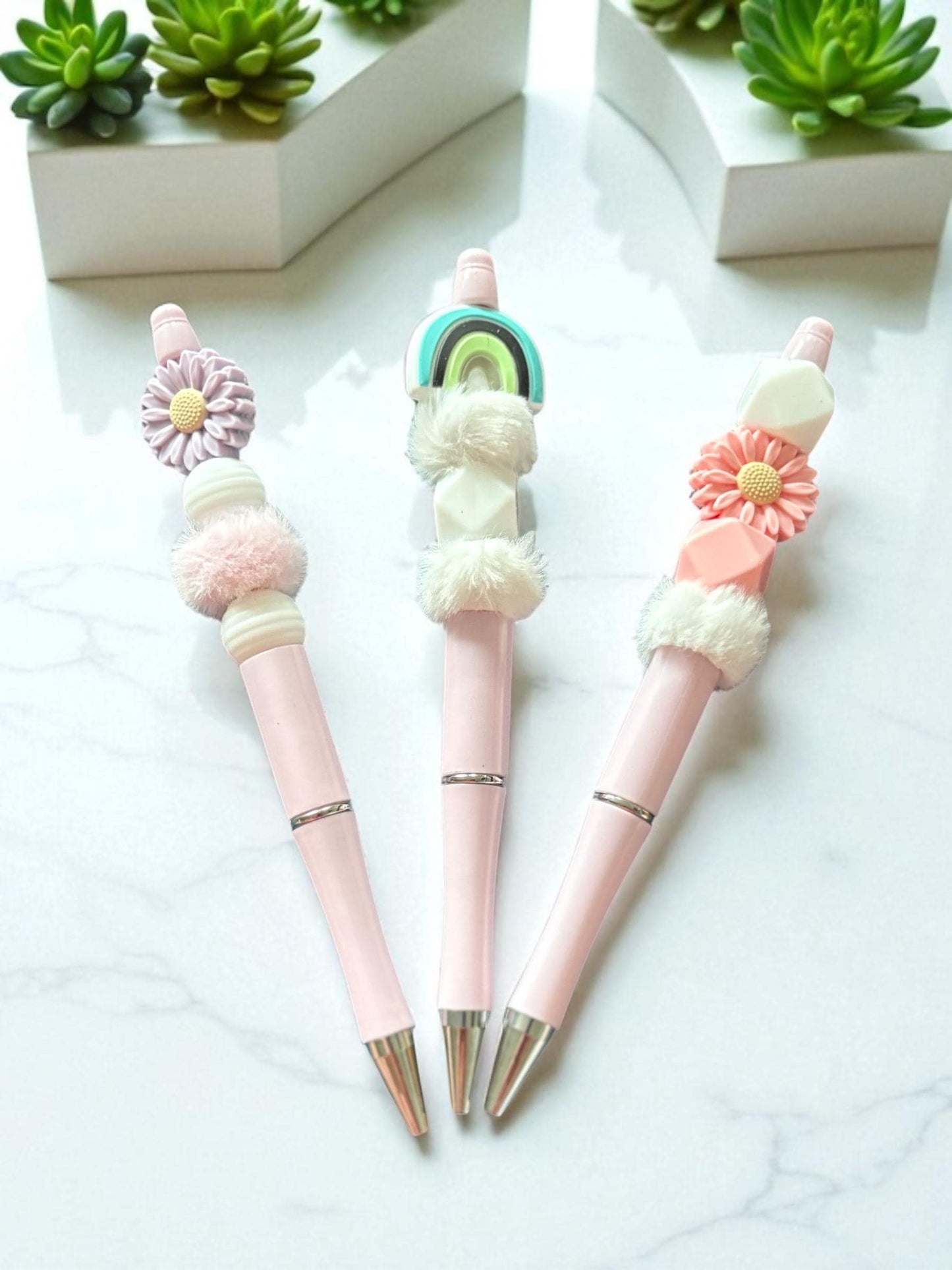 Silicon Bead Pen - Cute Beaded Charm Pens for School & Stationery