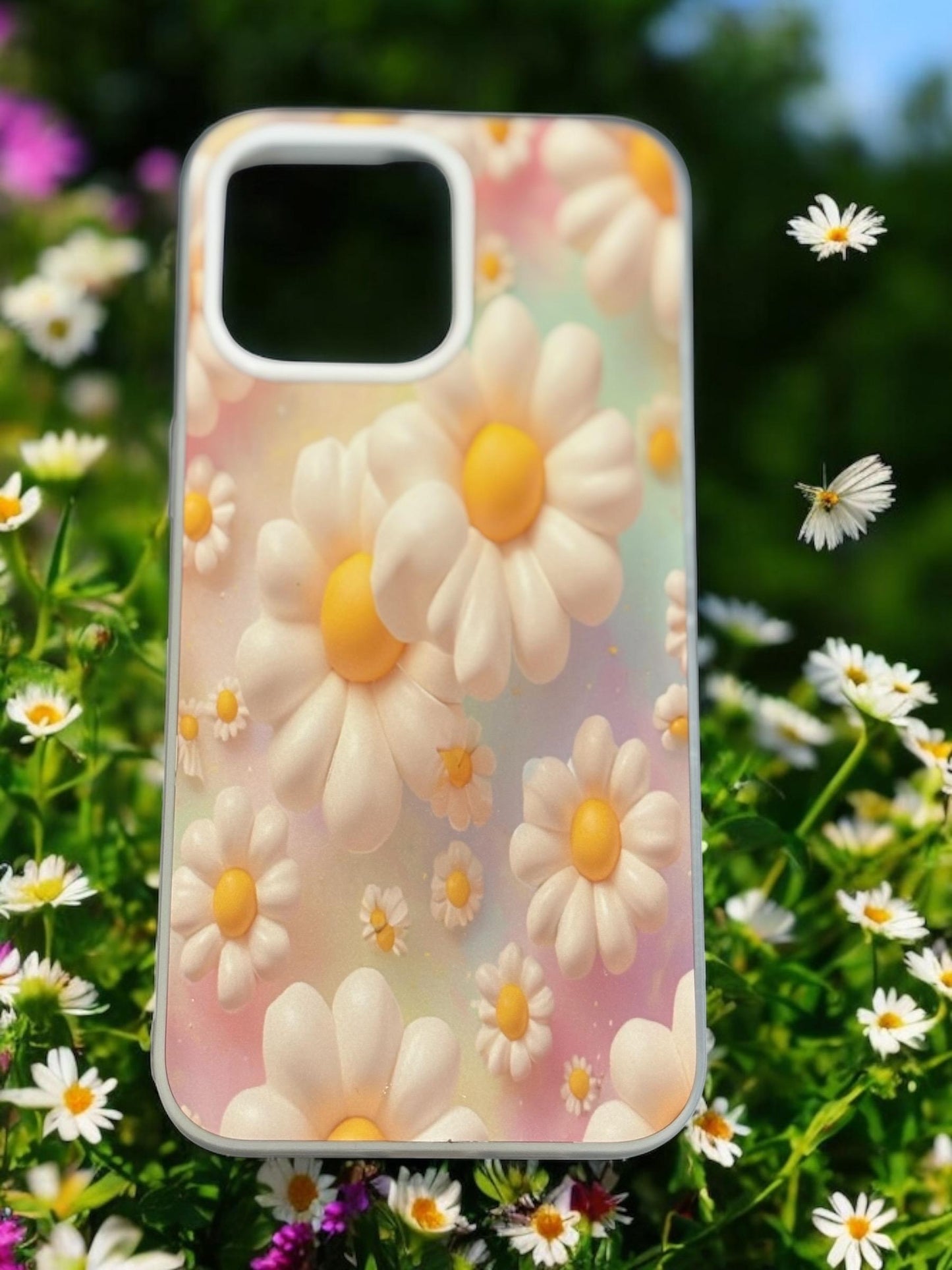 3D Daisy Phone Case - Pastel Floral Protective Cover for All Models