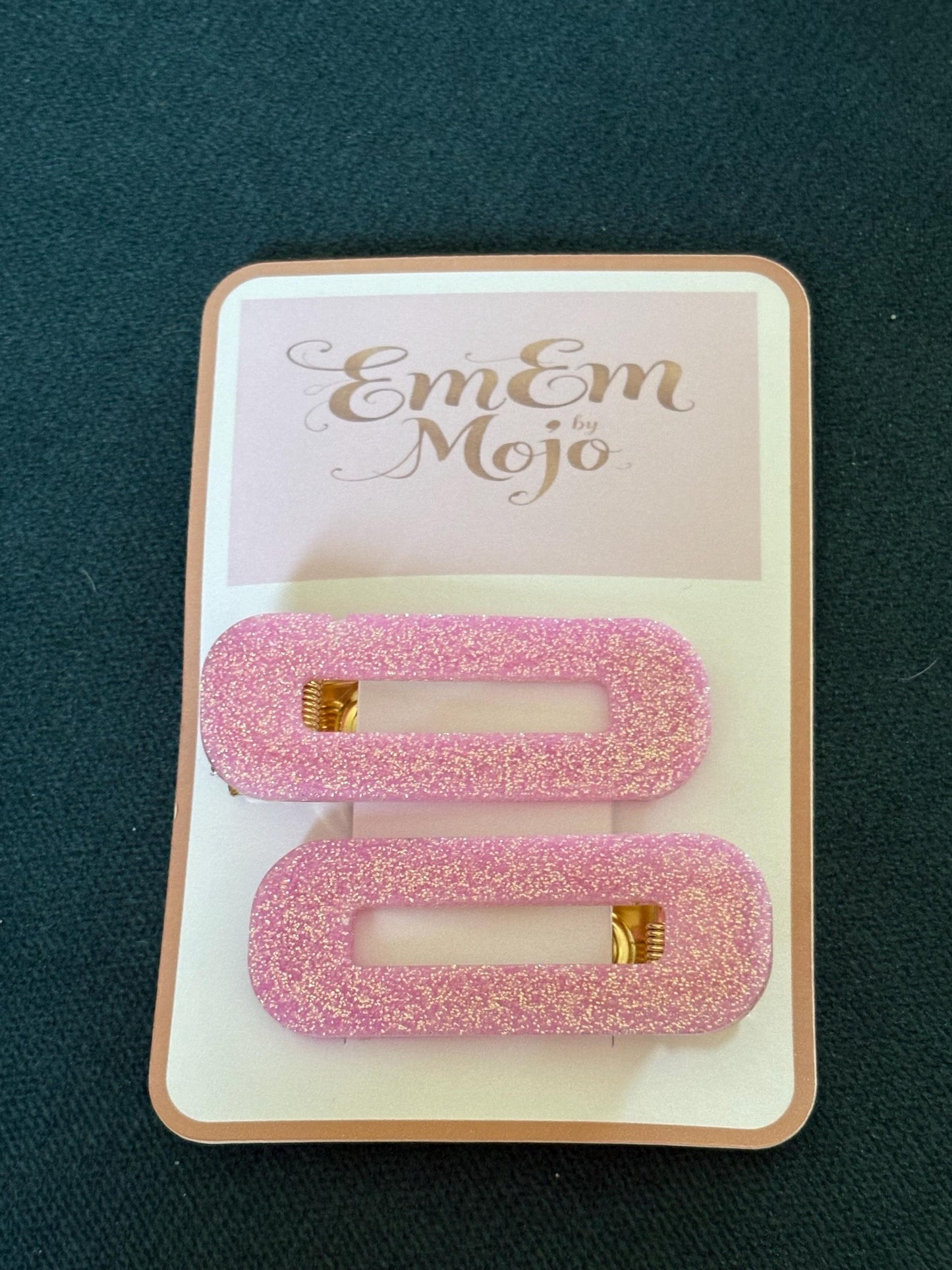 Handmade Pink Glitter Resin Hair Clips - Sparkly Hair Accessories Pack of 2