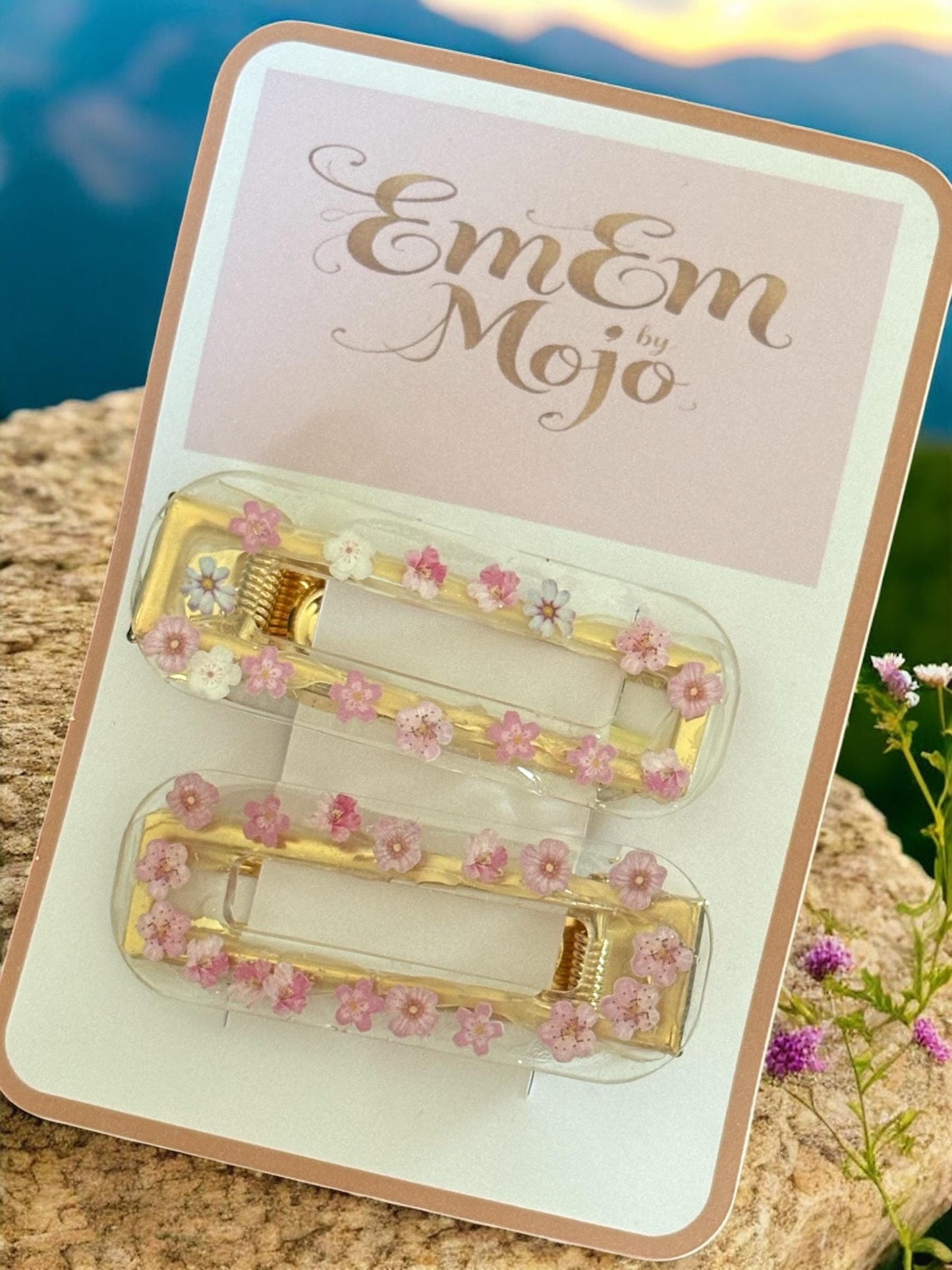 Summer Blossom Resin Hair Clips- Set of 2, Fresh Floral Fashion Accessories.