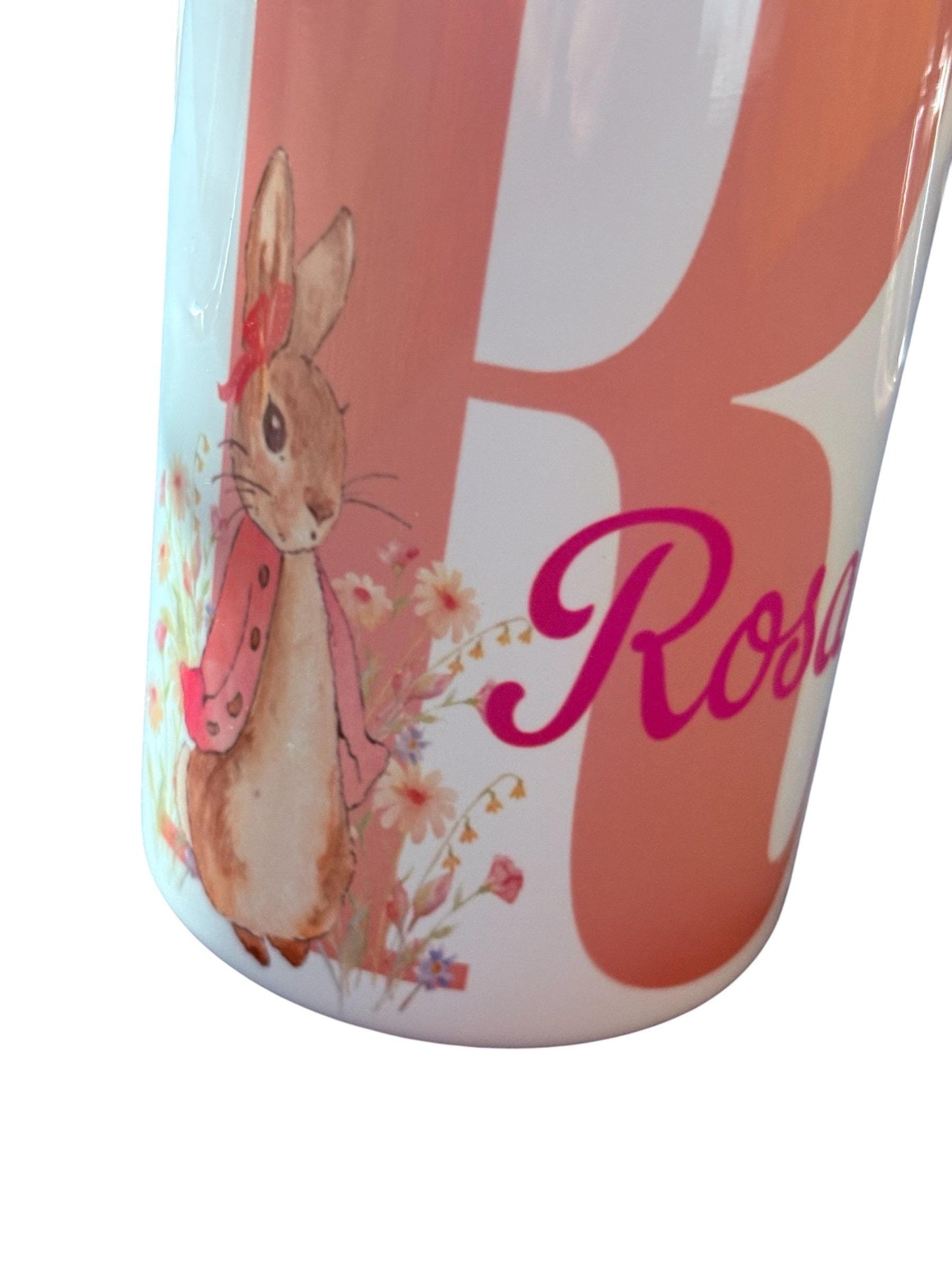 Personalised Bunny Sippy Cup - Stainless Steel Toddler Cup with Handles & Lid