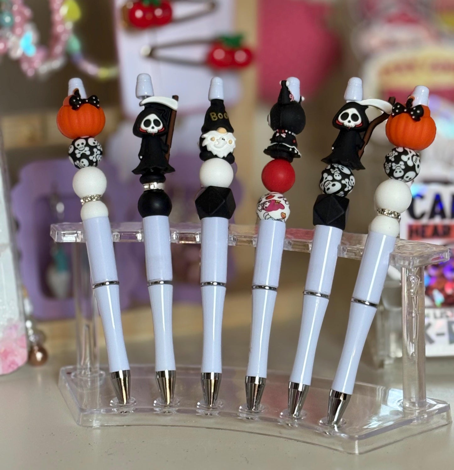 Halloween Beaded Charm Pen - Spooky Stationery Gift