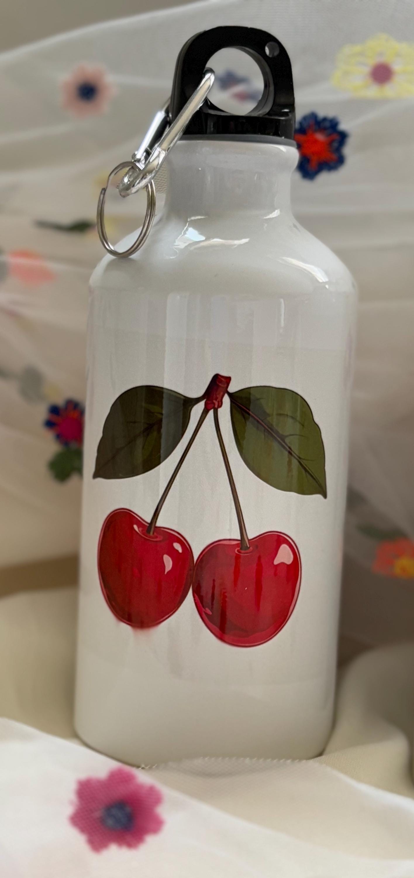 Cherry Stainless Steel Water Bottle: Vibrant Design, Carabiner Clip