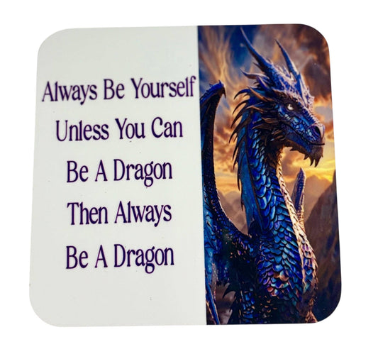 Dragon Coaster - Glossy Cardboard Coaster with Uplifting Phrase