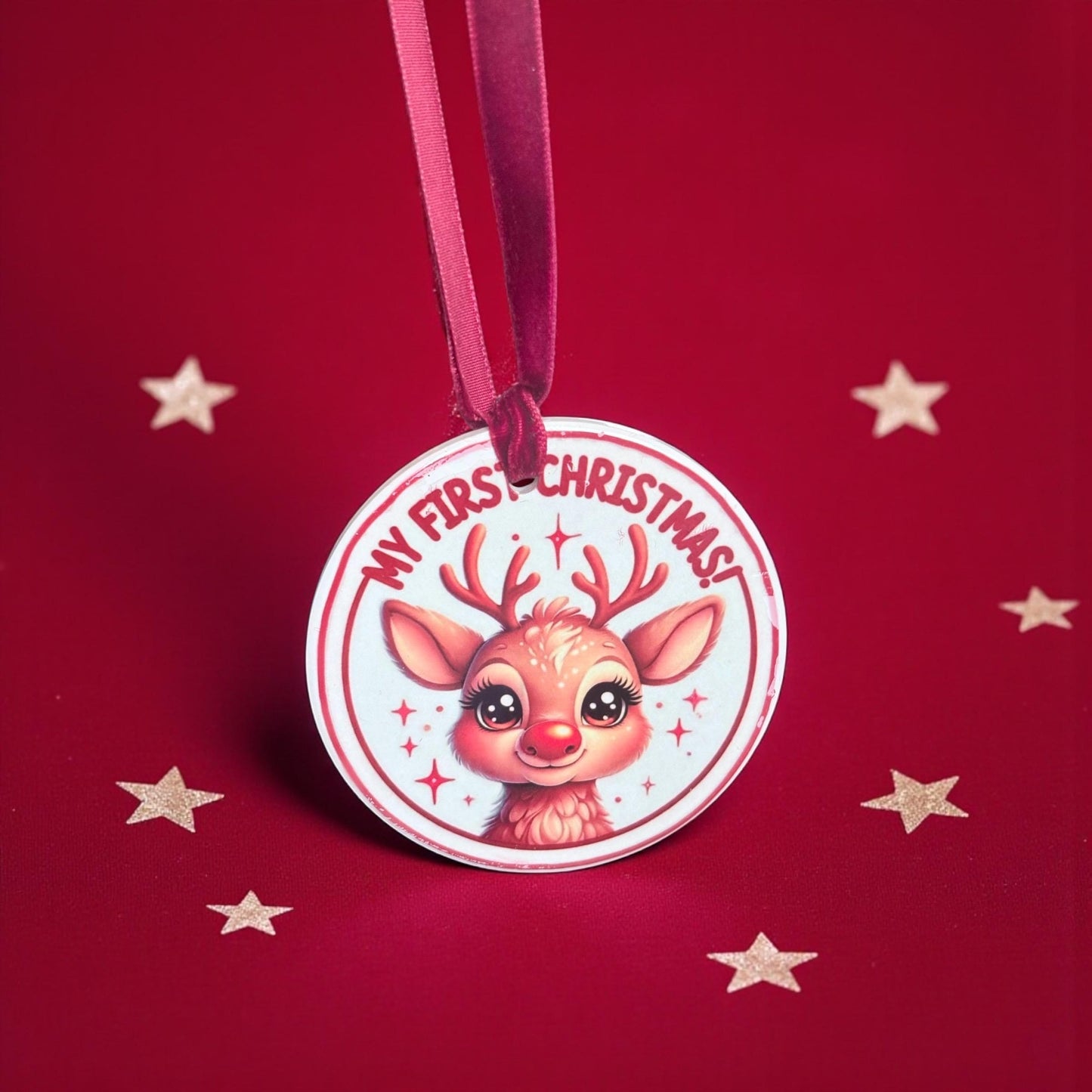 Personalised Christmas Ornament - My First Christmas Reindeer Ceramic Decoration