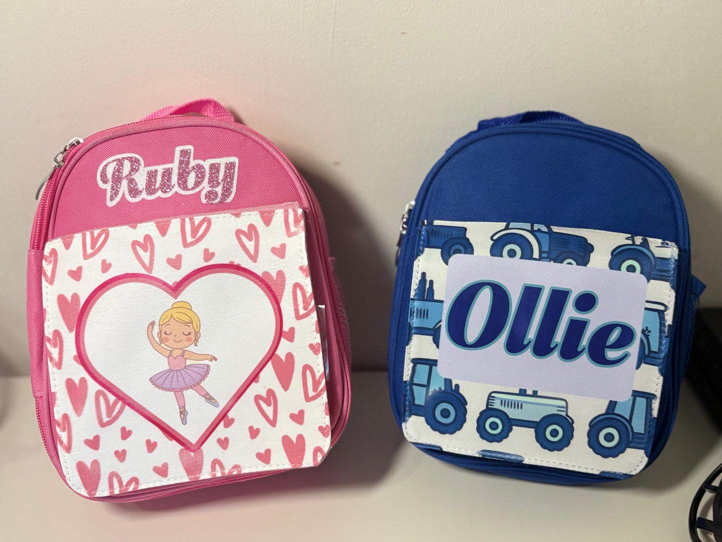 Personalised Ballerina Lunch Bag - Custom Name Pink Kids School Bag