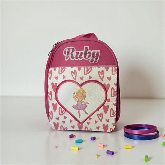 Personalised Ballerina Lunch Bag - Custom Name Pink Kids School Bag